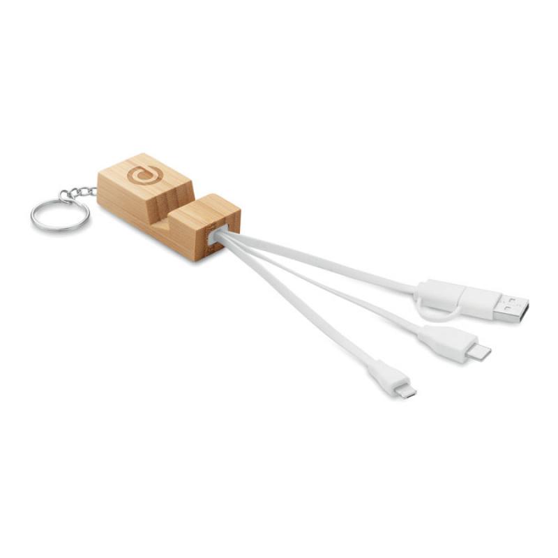 Image of Bamboo Key ring with Phone Stand